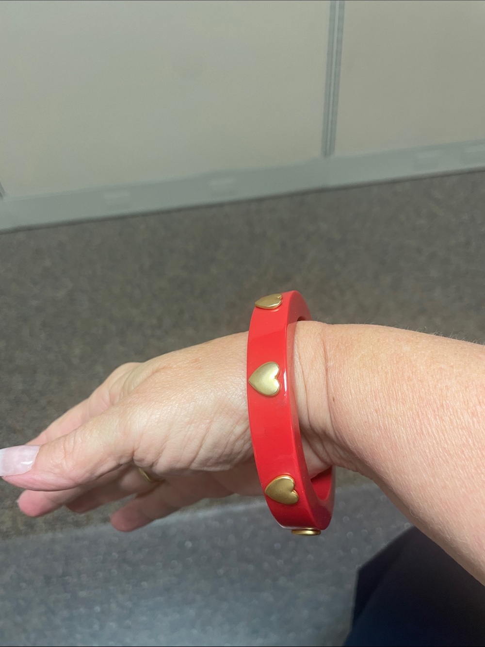 Red Heart Accent Bangle Bracelet - Brand Unknown